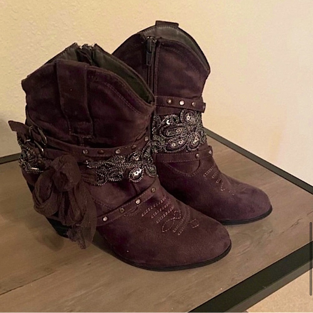 Dark Gray Embellished Boots